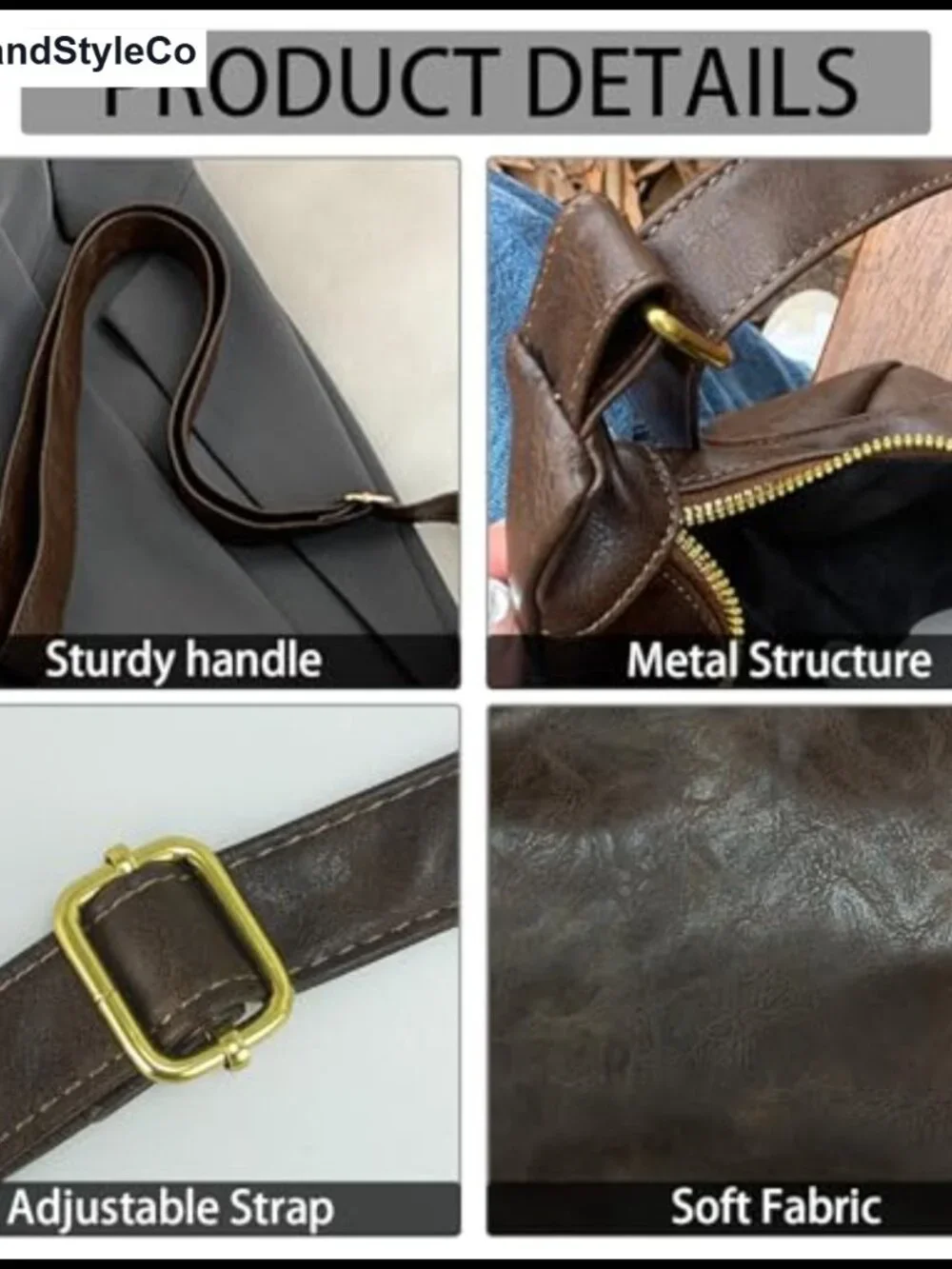 Faux Leather Hobo Shoulder Bag Soft Slouchy Crossbody Tote Purse